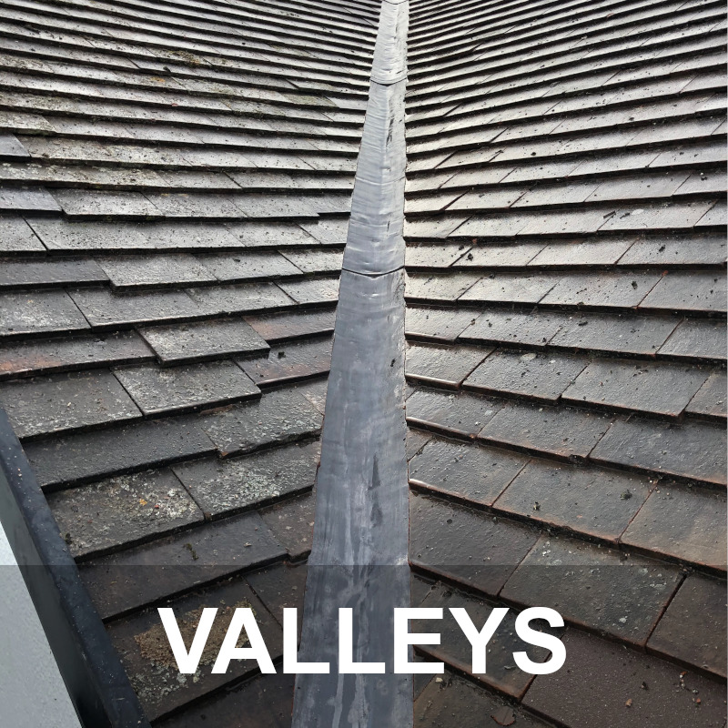 Lead valley repairs on roofs.